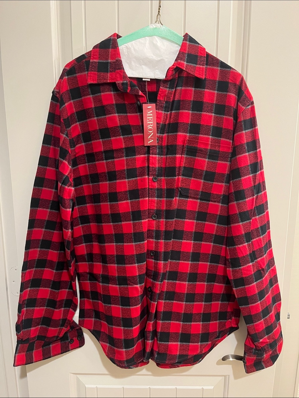 Merona Red and Black Buffalo Plaid Button-Down Shirt